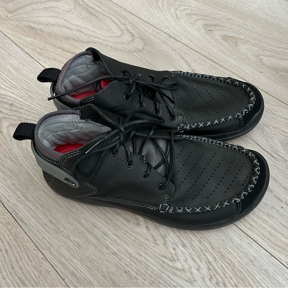 Crocs Men’s Linden Boot Sz 9 Black Leather Suede Trim Lace Comfort Casual - Picture 4 of 11